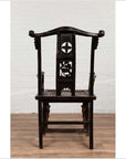 Chinese Elmwood Dark Patina Dengguayi Scholar's Chair-20. Asian & Chinese Furniture, Art, Antiques, Vintage Home Décor for sale at FEA Home