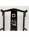 Chinese Elmwood Dark Patina Dengguayi Scholar's Chair-8. Asian & Chinese Furniture, Art, Antiques, Vintage Home Décor for sale at FEA Home