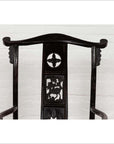 Chinese Elmwood Dark Patina Dengguayi Scholar's Lamp Armchair with Pierced Splat-8. Asian & Chinese Furniture, Art, Antiques, Vintage Home Décor for sale at FEA Home