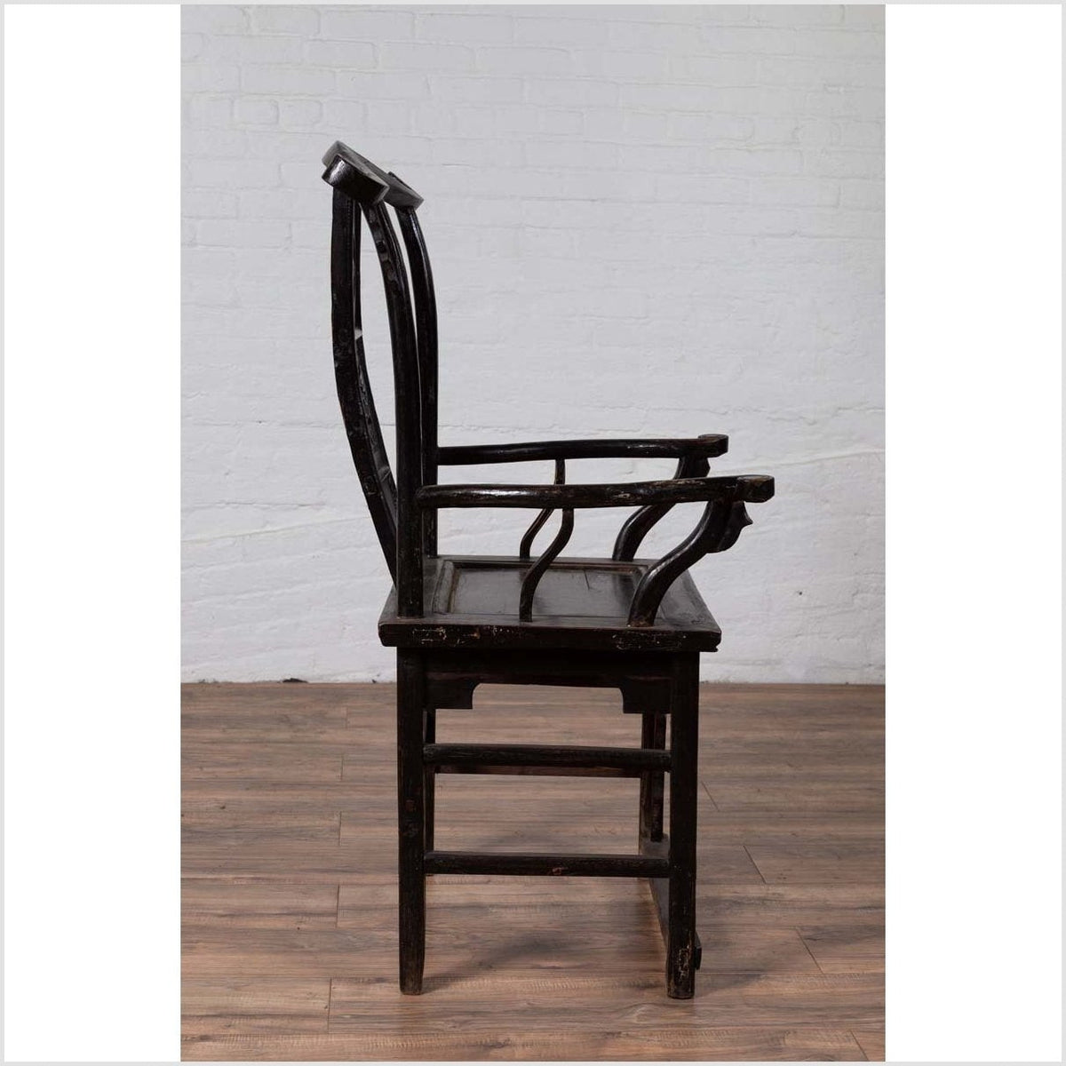 Chinese Elmwood Dark Patina Dengguayi Scholar's Lamp Armchair with Pierced Splat-16. Asian & Chinese Furniture, Art, Antiques, Vintage Home Décor for sale at FEA Home