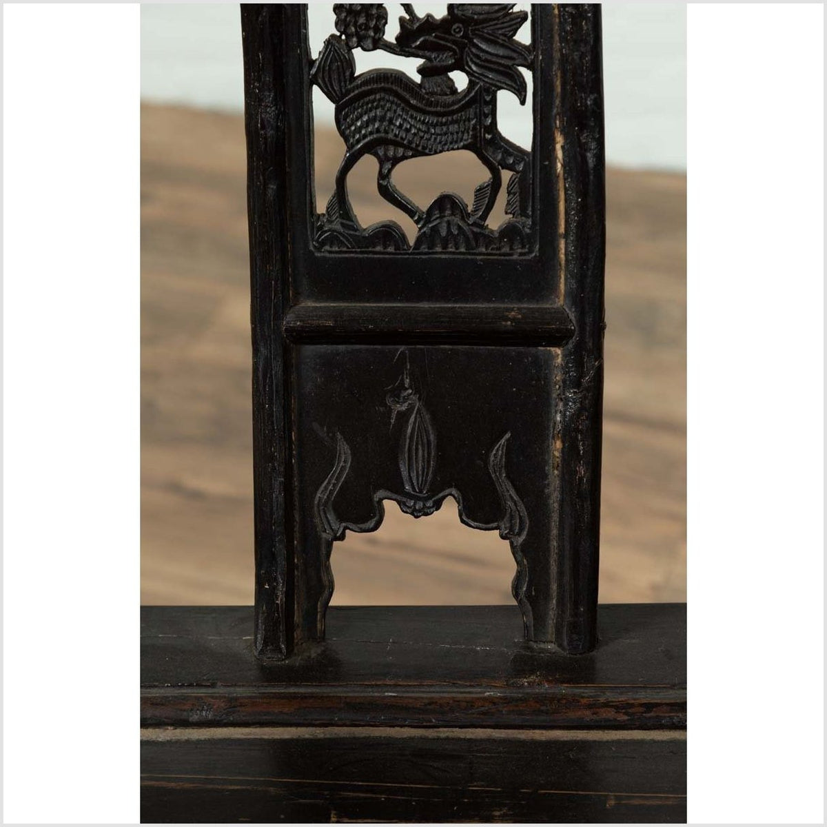 Chinese Elmwood Dark Patina Dengguayi Scholar's Lamp Armchair with Pierced Splat-8. Asian & Chinese Furniture, Art, Antiques, Vintage Home Décor for sale at FEA Home