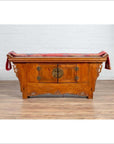 Chinese Elmwood Two-Door Low Kang Cabinet with Everted Flanges and Scrolls-13. Asian & Chinese Furniture, Art, Antiques, Vintage Home Décor for sale at FEA Home