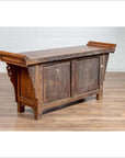 Chinese Elmwood Two-Door Low Kang Cabinet with Everted Flanges and Scrolls-17. Asian & Chinese Furniture, Art, Antiques, Vintage Home Décor for sale at FEA Home