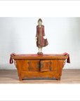 Chinese Elmwood Two-Door Low Kang Cabinet with Everted Flanges and Scrolls-3. Asian & Chinese Furniture, Art, Antiques, Vintage Home Décor for sale at FEA Home