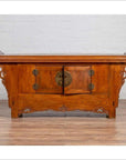 Chinese Elmwood Two-Door Low Kang Cabinet with Everted Flanges and Scrolls-2. Asian & Chinese Furniture, Art, Antiques, Vintage Home Décor for sale at FEA Home