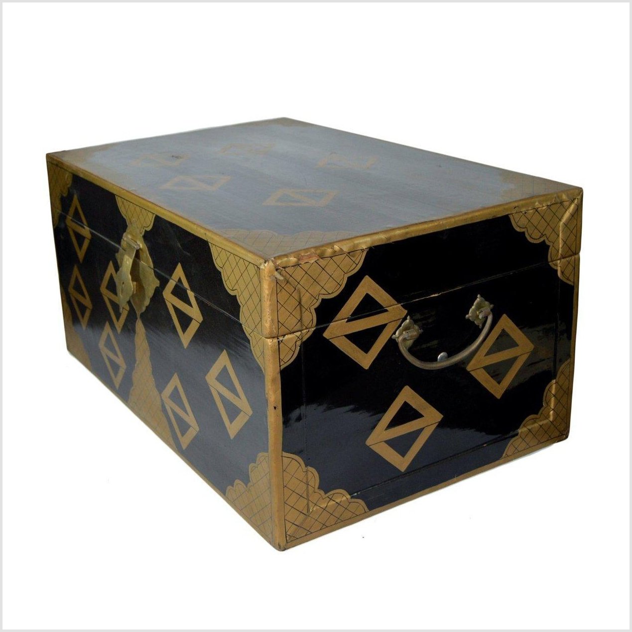 Chinese Gold Tone Lacquered Storage Chest-4. Asian & Chinese Furniture, Art, Antiques, Vintage Home Décor for sale at FEA Home