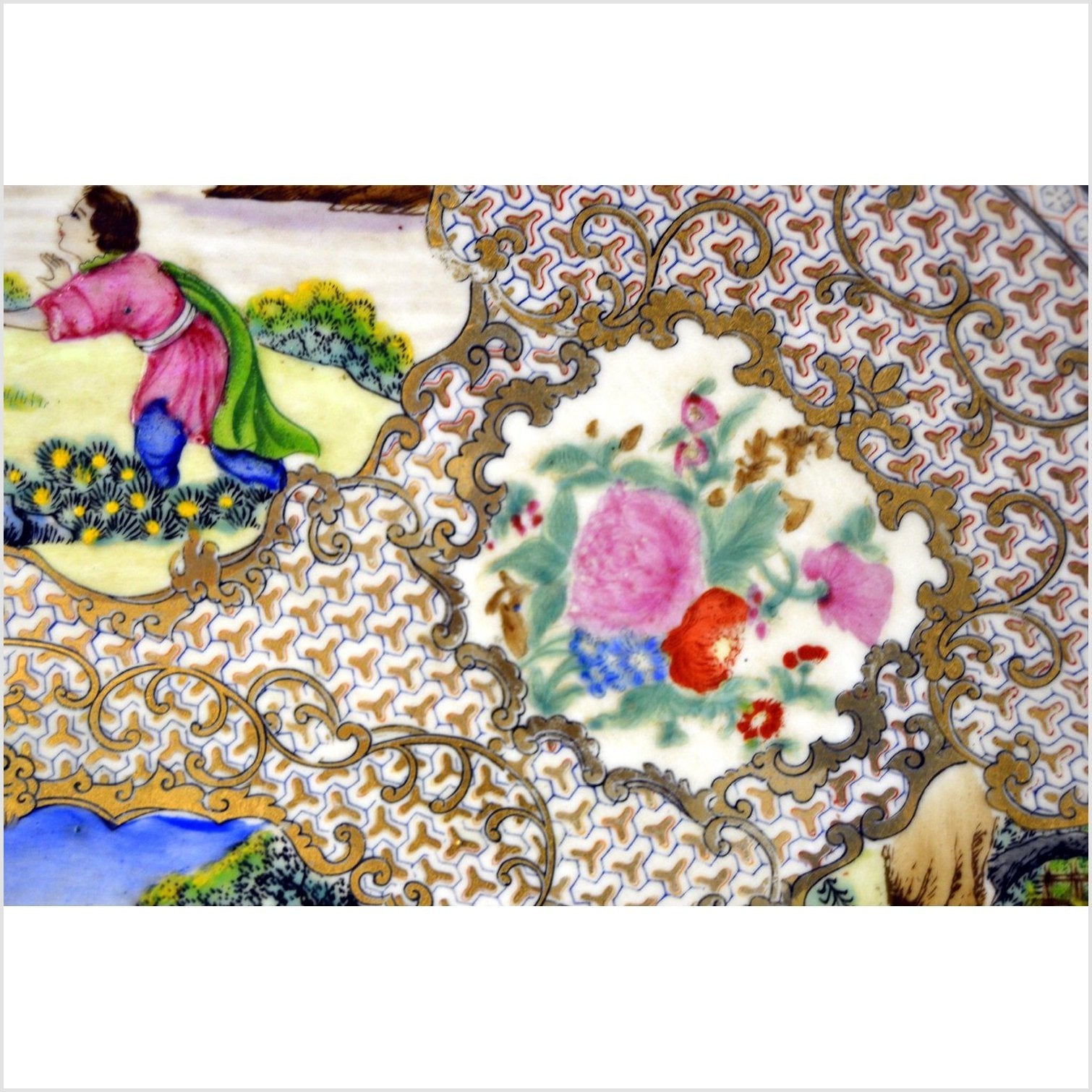 Chinese Hand Painted Porcelain Charger-3. Asian & Chinese Furniture, Art, Antiques, Vintage Home Décor for sale at FEA Home
