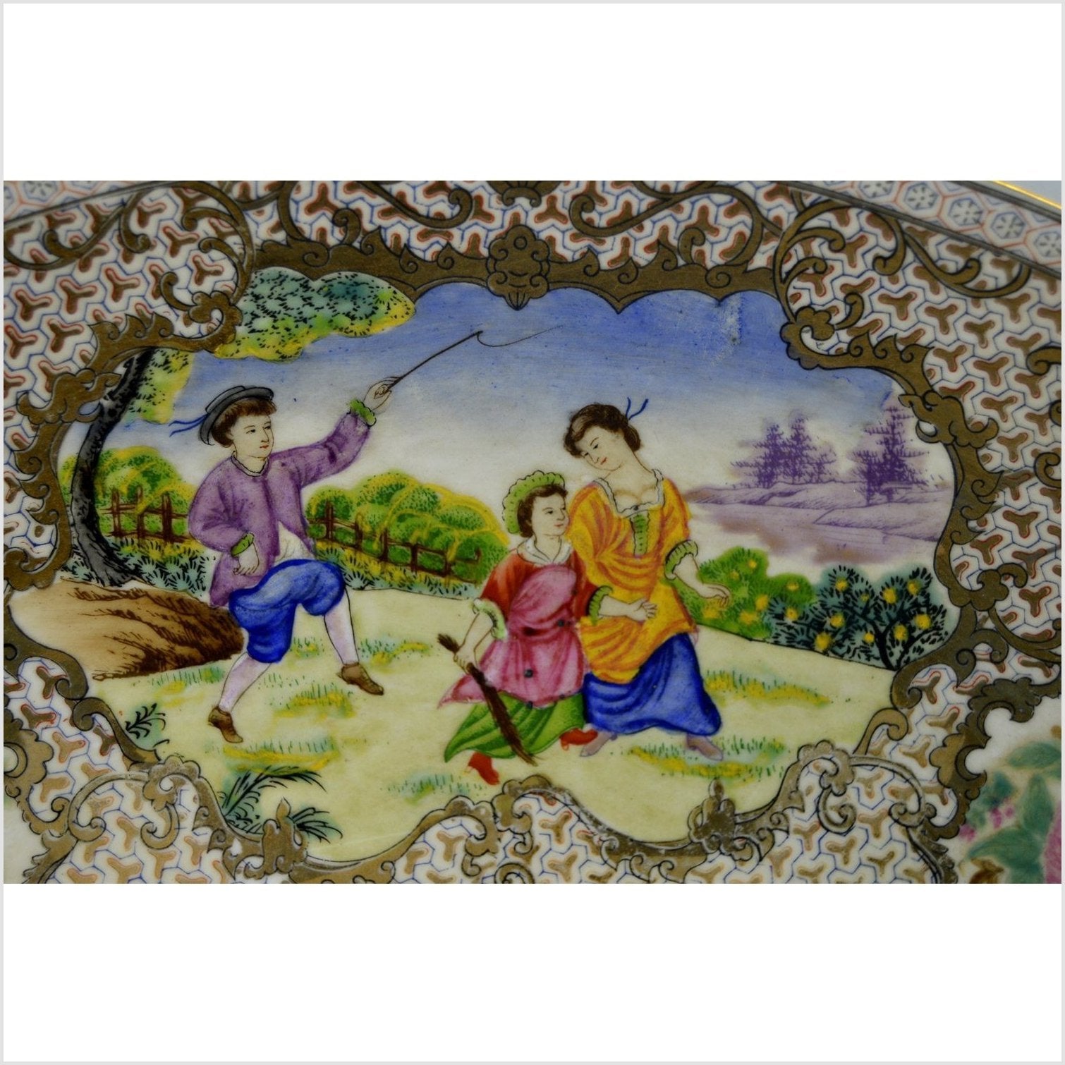 Chinese Hand Painted Porcelain Charger-6. Asian & Chinese Furniture, Art, Antiques, Vintage Home Décor for sale at FEA Home