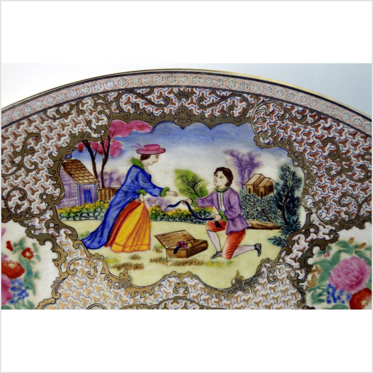 Chinese Hand Painted Porcelain Charger-7. Asian & Chinese Furniture, Art, Antiques, Vintage Home Décor for sale at FEA Home