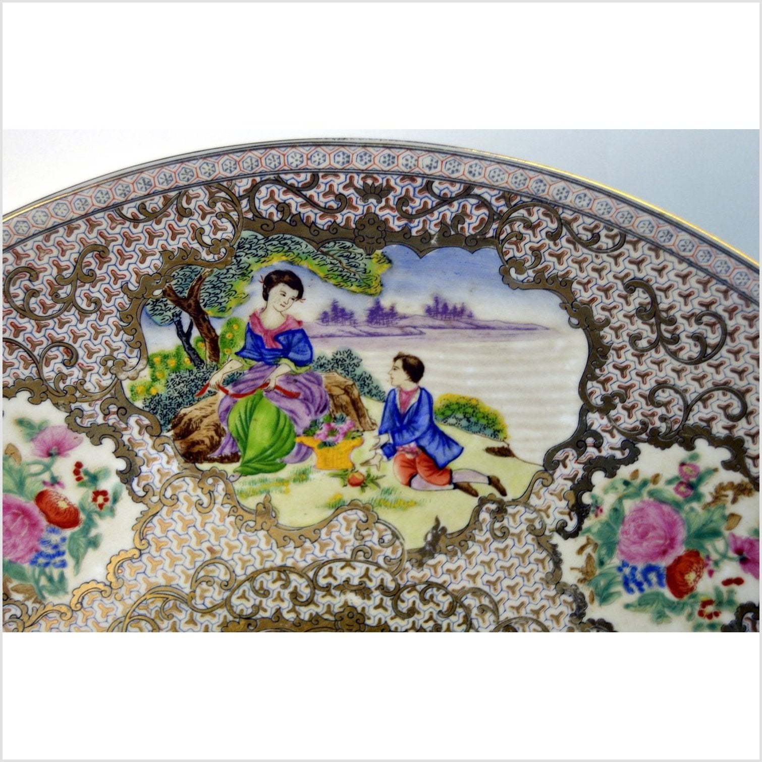 Chinese Hand Painted Porcelain Charger-8. Asian & Chinese Furniture, Art, Antiques, Vintage Home Décor for sale at FEA Home