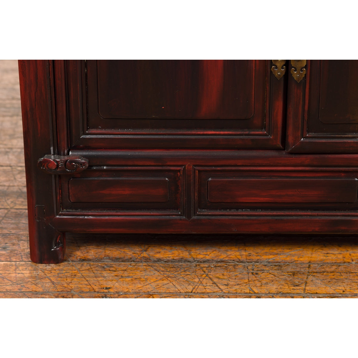 Chinese Late Qing Dynasty 1900s Side Cabinet with Reddish Black Lacquer-11. Asian & Chinese Furniture, Art, Antiques, Vintage Home Décor for sale at FEA Home