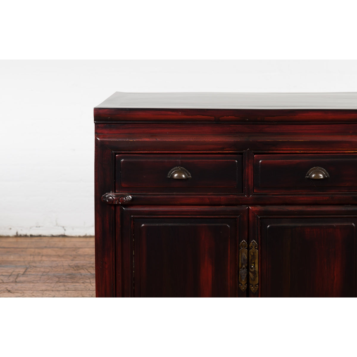 Chinese Late Qing Dynasty 1900s Side Cabinet with Reddish Black Lacquer-18. Asian & Chinese Furniture, Art, Antiques, Vintage Home Décor for sale at FEA Home