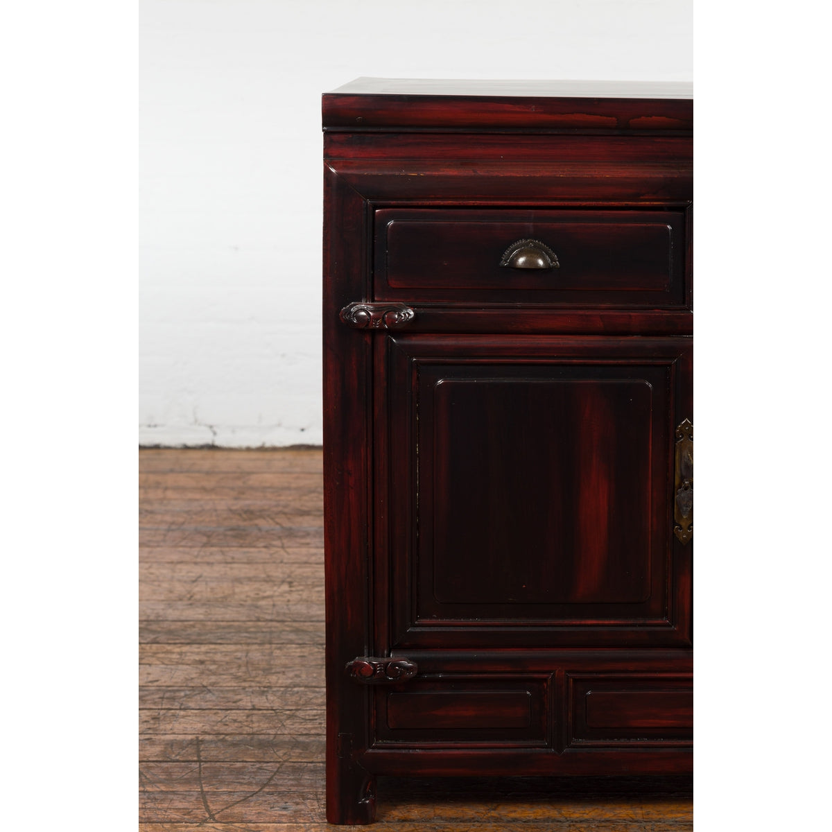 Chinese Late Qing Dynasty 1900s Side Cabinet with Reddish Black Lacquer-20. Asian & Chinese Furniture, Art, Antiques, Vintage Home Décor for sale at FEA Home