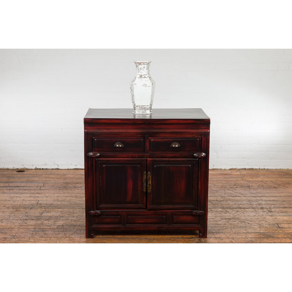 Chinese Late Qing Dynasty 1900s Side Cabinet with Reddish Black Lacquer-4. Asian & Chinese Furniture, Art, Antiques, Vintage Home Décor for sale at FEA Home