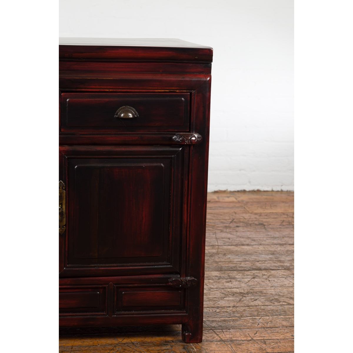 Chinese Late Qing Dynasty 1900s Side Cabinet with Reddish Black Lacquer-7. Asian & Chinese Furniture, Art, Antiques, Vintage Home Décor for sale at FEA Home