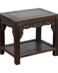 Chinese Late Qing Dynasty 1900s Stool with Cloud-Carved Apron and Lower Shelf-1. Asian & Chinese Furniture, Art, Antiques, Vintage Home Décor for sale at FEA Home