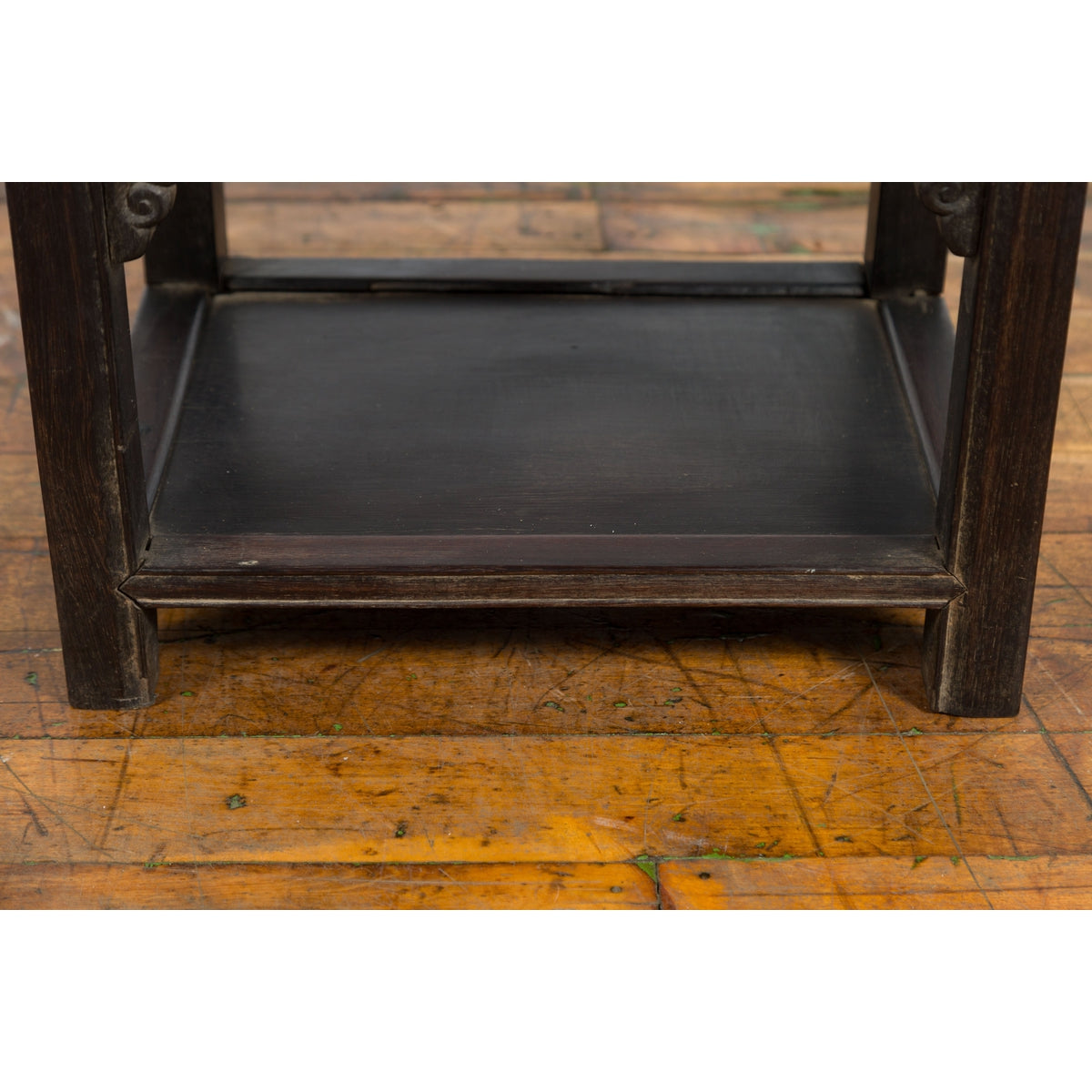 Chinese Late Qing Dynasty 1900s Stool with Cloud-Carved Apron and Lower Shelf-13. Asian & Chinese Furniture, Art, Antiques, Vintage Home Décor for sale at FEA Home