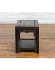 Chinese Late Qing Dynasty 1900s Stool with Cloud-Carved Apron and Lower Shelf-19. Asian & Chinese Furniture, Art, Antiques, Vintage Home Décor for sale at FEA Home