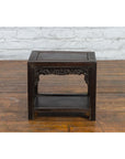 Chinese Late Qing Dynasty 1900s Stool with Cloud-Carved Apron and Lower Shelf-2. Asian & Chinese Furniture, Art, Antiques, Vintage Home Décor for sale at FEA Home