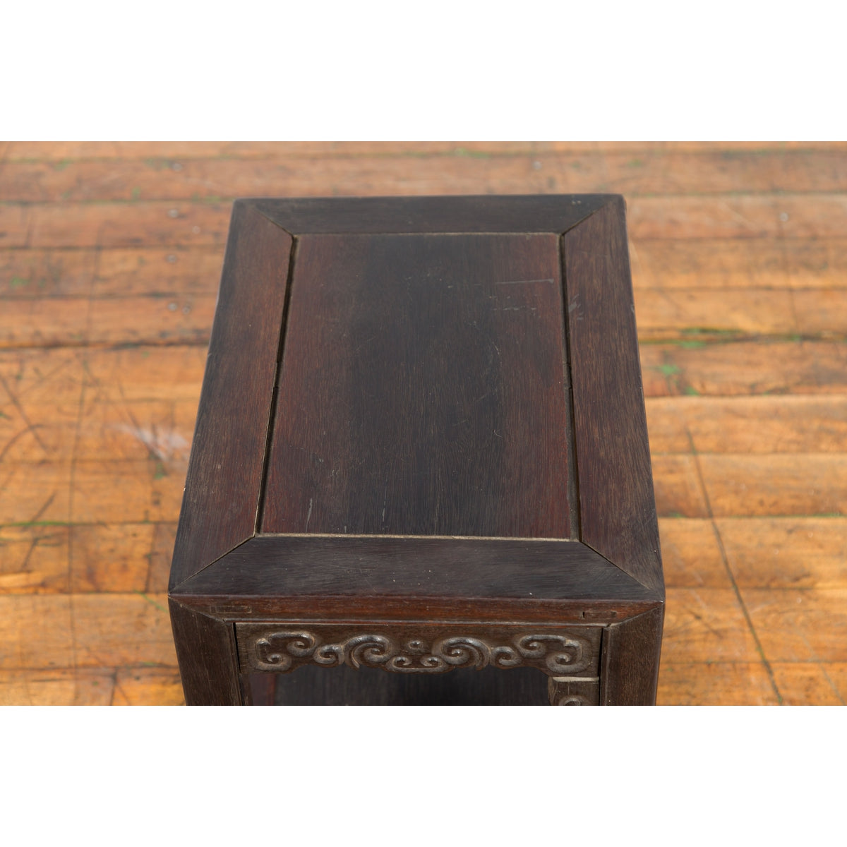 Chinese Late Qing Dynasty 1900s Stool with Cloud-Carved Apron and Lower Shelf-20. Asian & Chinese Furniture, Art, Antiques, Vintage Home Décor for sale at FEA Home