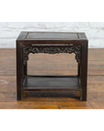 Chinese Late Qing Dynasty 1900s Stool with Cloud-Carved Apron and Lower Shelf-3. Asian & Chinese Furniture, Art, Antiques, Vintage Home Décor for sale at FEA Home