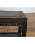 Chinese Late Qing Dynasty 1900s Stool with Cloud-Carved Apron and Lower Shelf-9. Asian & Chinese Furniture, Art, Antiques, Vintage Home Décor for sale at FEA Home