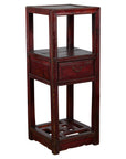 Chinese Late Qing Dynasty 1900s Tiered Table with Drawer and Fretwork Shelf-1. Asian & Chinese Furniture, Art, Antiques, Vintage Home Décor for sale at FEA Home