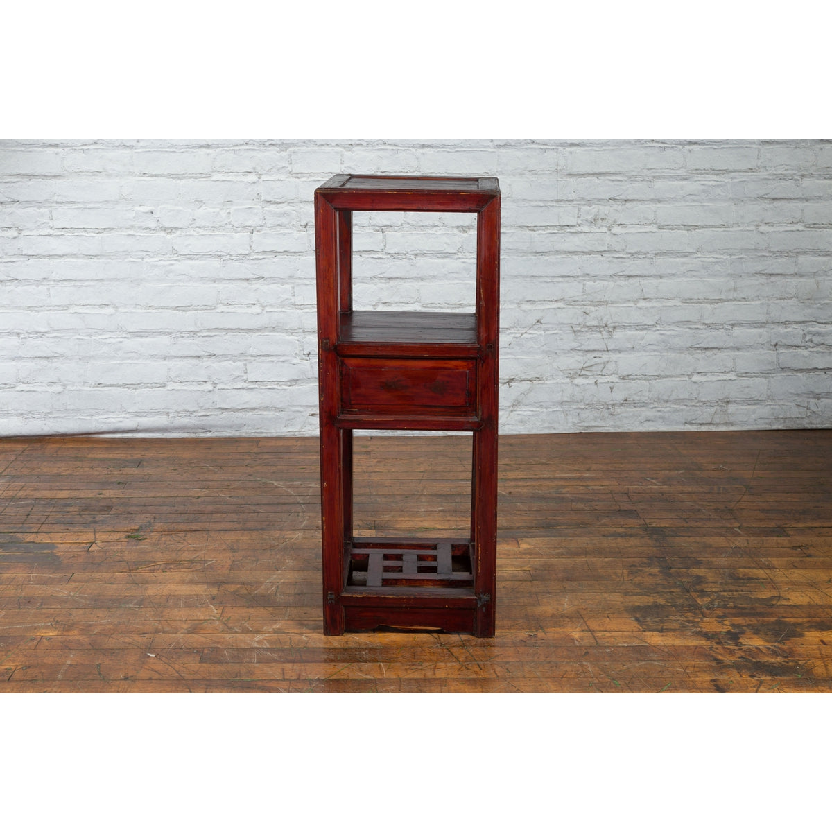 Chinese Late Qing Dynasty 1900s Tiered Table with Drawer and Fretwork Shelf-13. Asian & Chinese Furniture, Art, Antiques, Vintage Home Décor for sale at FEA Home