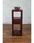 Chinese Late Qing Dynasty 1900s Tiered Table with Drawer and Fretwork Shelf-2. Asian & Chinese Furniture, Art, Antiques, Vintage Home Décor for sale at FEA Home