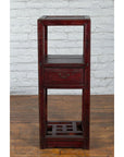 Chinese Late Qing Dynasty 1900s Tiered Table with Drawer and Fretwork Shelf-3. Asian & Chinese Furniture, Art, Antiques, Vintage Home Décor for sale at FEA Home