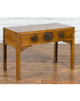 Chinese Late Qing Dynasty Elm Desk with Two Drawers and Ornate Brass Hardware-10. Asian & Chinese Furniture, Art, Antiques, Vintage Home Décor for sale at FEA Home
