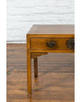 Chinese Late Qing Dynasty Elm Desk with Two Drawers and Ornate Brass Hardware-12. Asian & Chinese Furniture, Art, Antiques, Vintage Home Décor for sale at FEA Home