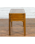 Chinese Late Qing Dynasty Elm Desk with Two Drawers and Ornate Brass Hardware-14. Asian & Chinese Furniture, Art, Antiques, Vintage Home Décor for sale at FEA Home