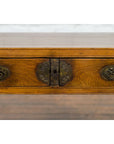 Chinese Late Qing Dynasty Elm Desk with Two Drawers and Ornate Brass Hardware-7. Asian & Chinese Furniture, Art, Antiques, Vintage Home Décor for sale at FEA Home
