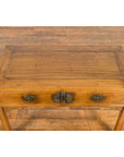 Chinese Late Qing Dynasty Elm Desk with Two Drawers and Ornate Brass Hardware-9. Asian & Chinese Furniture, Art, Antiques, Vintage Home Décor for sale at FEA Home