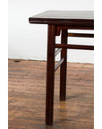 Chinese Late Qing Dynasty Elm Scholar's Table with Custom Lacquer Finish-5. Asian & Chinese Furniture, Art, Antiques, Vintage Home Décor for sale at FEA Home
