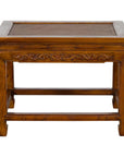 Chinese Late Qing Dynasty Elmwood Side Table with Low-Relied Carved Frieze-1. Asian & Chinese Furniture, Art, Antiques, Vintage Home Décor for sale at FEA Home