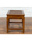 Chinese Late Qing Dynasty Elmwood Side Table with Low-Relied Carved Frieze-10. Asian & Chinese Furniture, Art, Antiques, Vintage Home Décor for sale at FEA Home