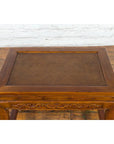 Chinese Late Qing Dynasty Elmwood Side Table with Low-Relied Carved Frieze-14. Asian & Chinese Furniture, Art, Antiques, Vintage Home Décor for sale at FEA Home