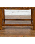 Chinese Late Qing Dynasty Elmwood Side Table with Low-Relied Carved Frieze-16. Asian & Chinese Furniture, Art, Antiques, Vintage Home Décor for sale at FEA Home