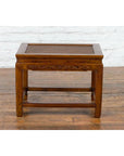 Chinese Late Qing Dynasty Elmwood Side Table with Low-Relied Carved Frieze-5. Asian & Chinese Furniture, Art, Antiques, Vintage Home Décor for sale at FEA Home