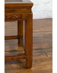 Chinese Late Qing Dynasty Elmwood Side Table with Low-Relied Carved Frieze-8. Asian & Chinese Furniture, Art, Antiques, Vintage Home Décor for sale at FEA Home