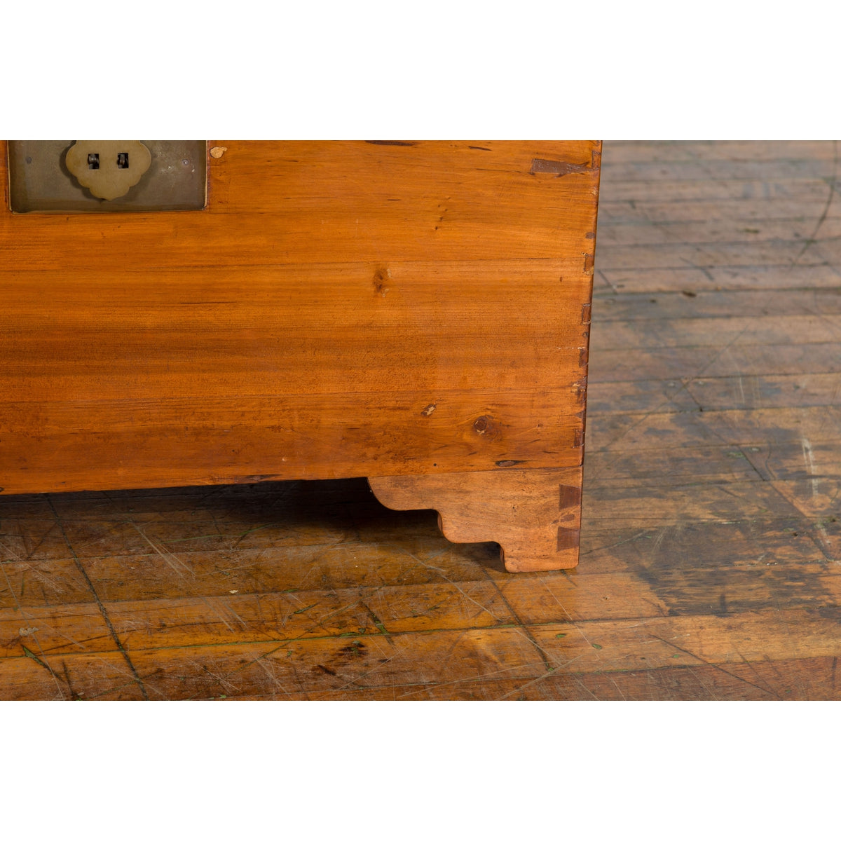 Chinese Late Qing Dynasty Pine Chest with Brass Hardware and Bracket Feet-10. Asian & Chinese Furniture, Art, Antiques, Vintage Home Décor for sale at FEA Home