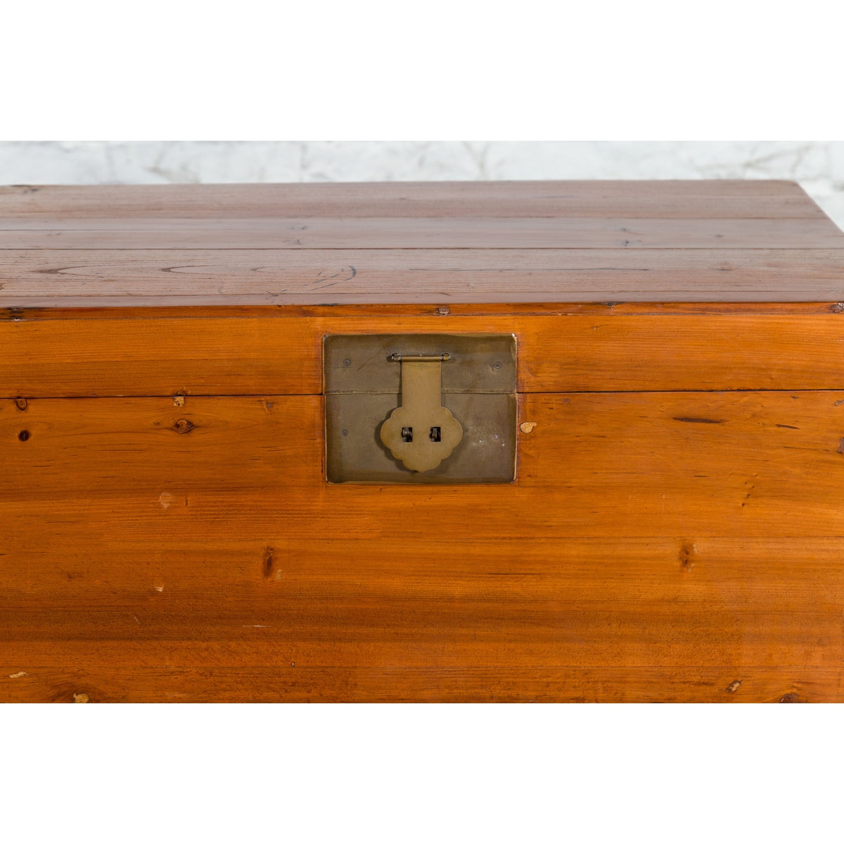 Chinese Late Qing Dynasty Pine Chest with Brass Hardware and Bracket Feet-11. Asian & Chinese Furniture, Art, Antiques, Vintage Home Décor for sale at FEA Home