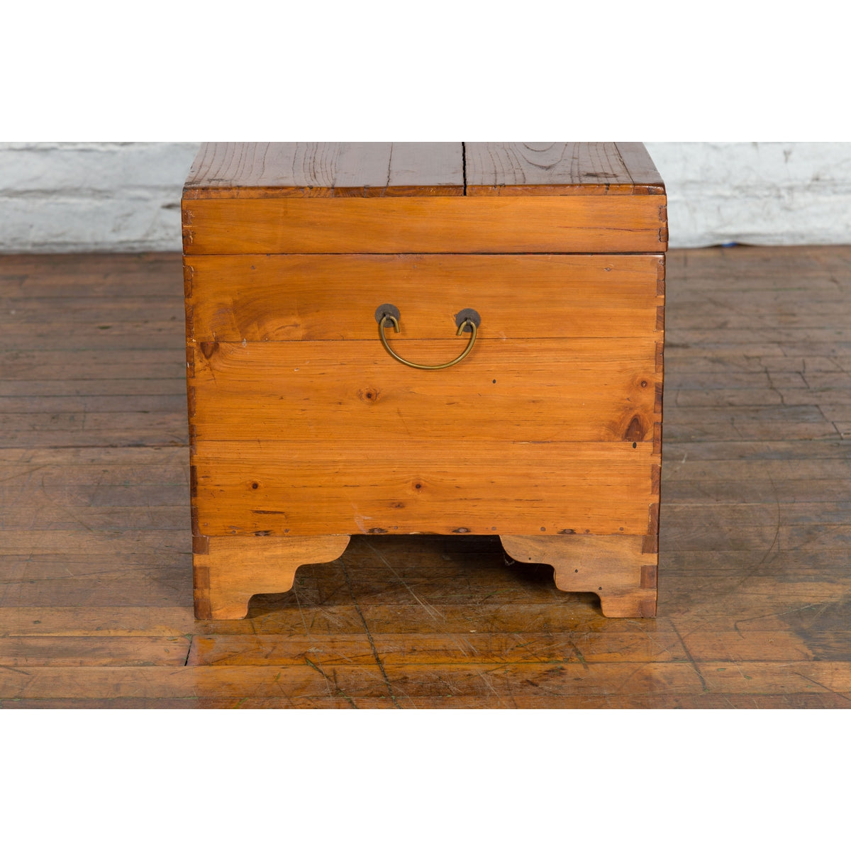 Chinese Late Qing Dynasty Pine Chest with Brass Hardware and Bracket Feet-15. Asian & Chinese Furniture, Art, Antiques, Vintage Home Décor for sale at FEA Home