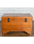 Chinese Late Qing Dynasty Pine Chest with Brass Hardware and Bracket Feet-16. Asian & Chinese Furniture, Art, Antiques, Vintage Home Décor for sale at FEA Home