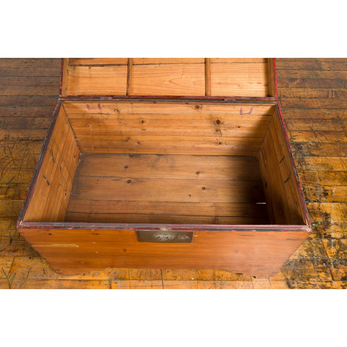 Chinese Late Qing Dynasty Pine Chest with Brass Hardware and Bracket Feet-5. Asian & Chinese Furniture, Art, Antiques, Vintage Home Décor for sale at FEA Home