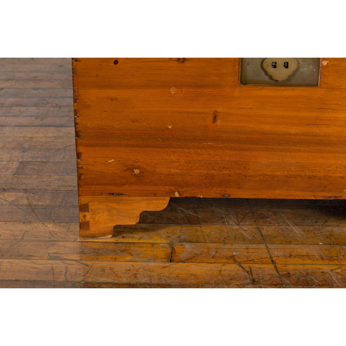 Chinese Late Qing Dynasty Pine Chest with Brass Hardware and Bracket Feet-9. Asian & Chinese Furniture, Art, Antiques, Vintage Home Décor for sale at FEA Home