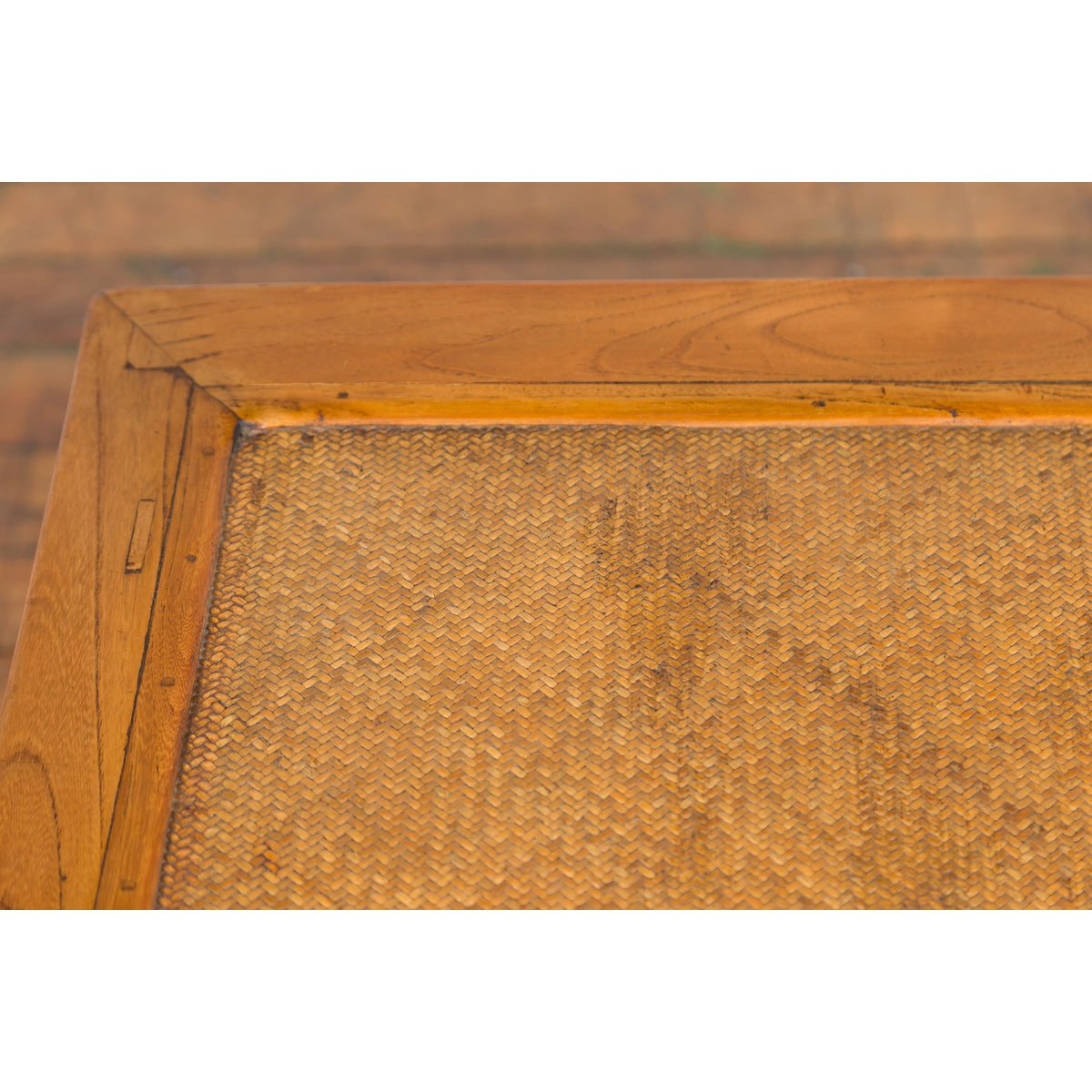 Chinese Late Qing Dynasty Side Table with Woven Rattan Top and Horse Hoof Feet-11. Asian & Chinese Furniture, Art, Antiques, Vintage Home Décor for sale at FEA Home