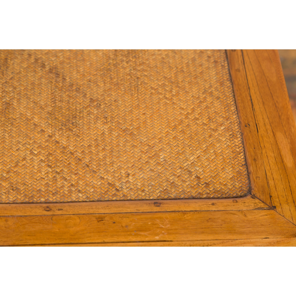 Chinese Late Qing Dynasty Side Table with Woven Rattan Top and Horse Hoof Feet-12. Asian & Chinese Furniture, Art, Antiques, Vintage Home Décor for sale at FEA Home